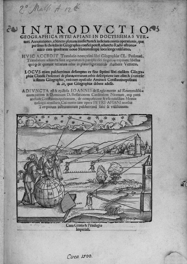 Apian illustration from Cosmographia (credit: Rare Books & Manuscripts Department, Boston Public Library)